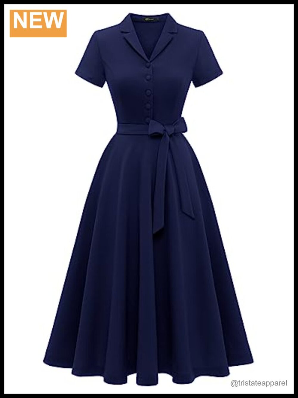 Vintage Tea Dress Short Sleeve V-Neck A-Line Swing Cocktail Party Church